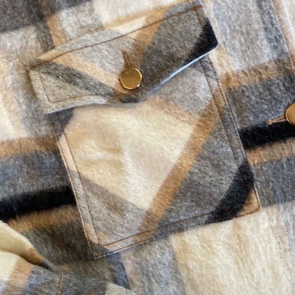 Zara Wool Blend Plaid Shacket Oversized Shirt Jacket Blogger Favorite Medium - Picture 8 of 10